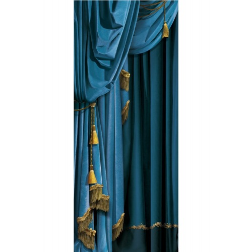 Velvet blue curtains - Left
