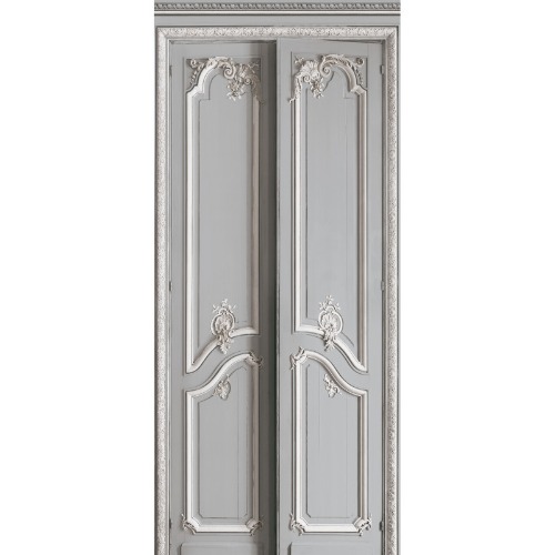 Light grey pastel double door with simple Haussmann panelling 133cm