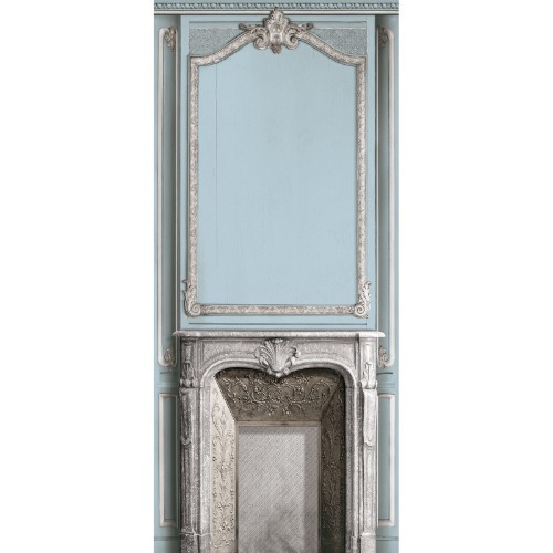 Light blue pastel fireplace and haussmannian panelling 133cm