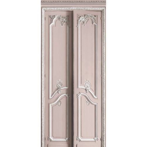 Light pink double door with simple haussmannian panelling 133cm
