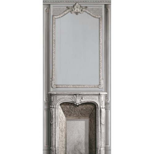 Light grey pastel fireplace and haussmannian panelling 133cm
