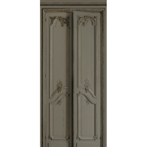 Warm grey double door with simple Haussmann panelling 133cm