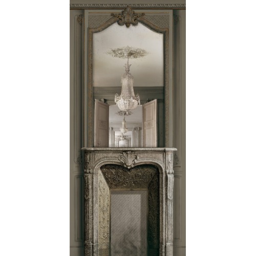 Warm grey fireplace with mirror and Haussmann panelling 133cm