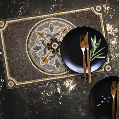 Black and gold mosaic vinyl placemat