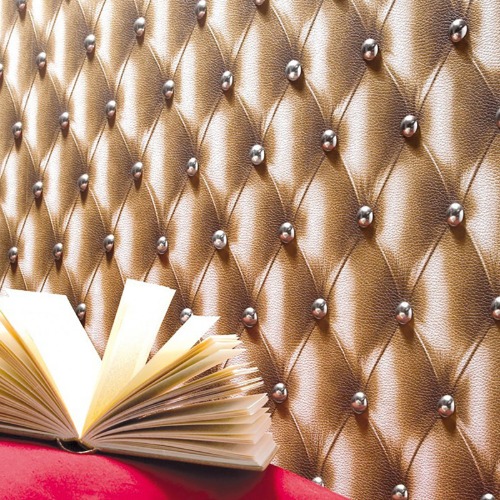 Tufted leather wallpaper - Honey