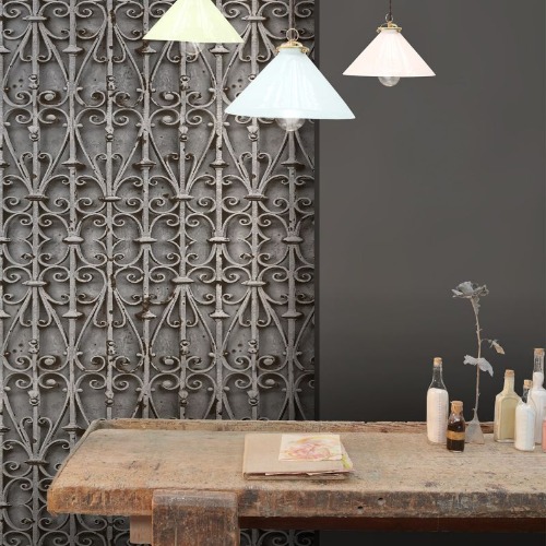 Forged iron volute wallpaper Grey