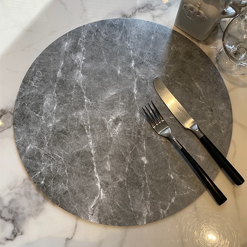 Round grey marble placemat