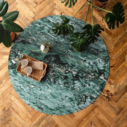 Marble vinyl round rug Emerald Sarrancolin